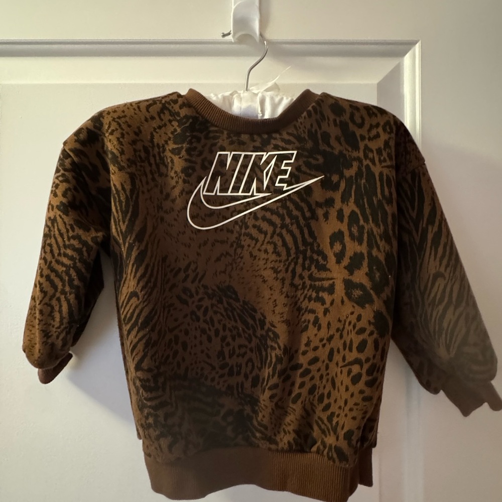 Nike Kids Brown and Black Animal Print Sweatshirt